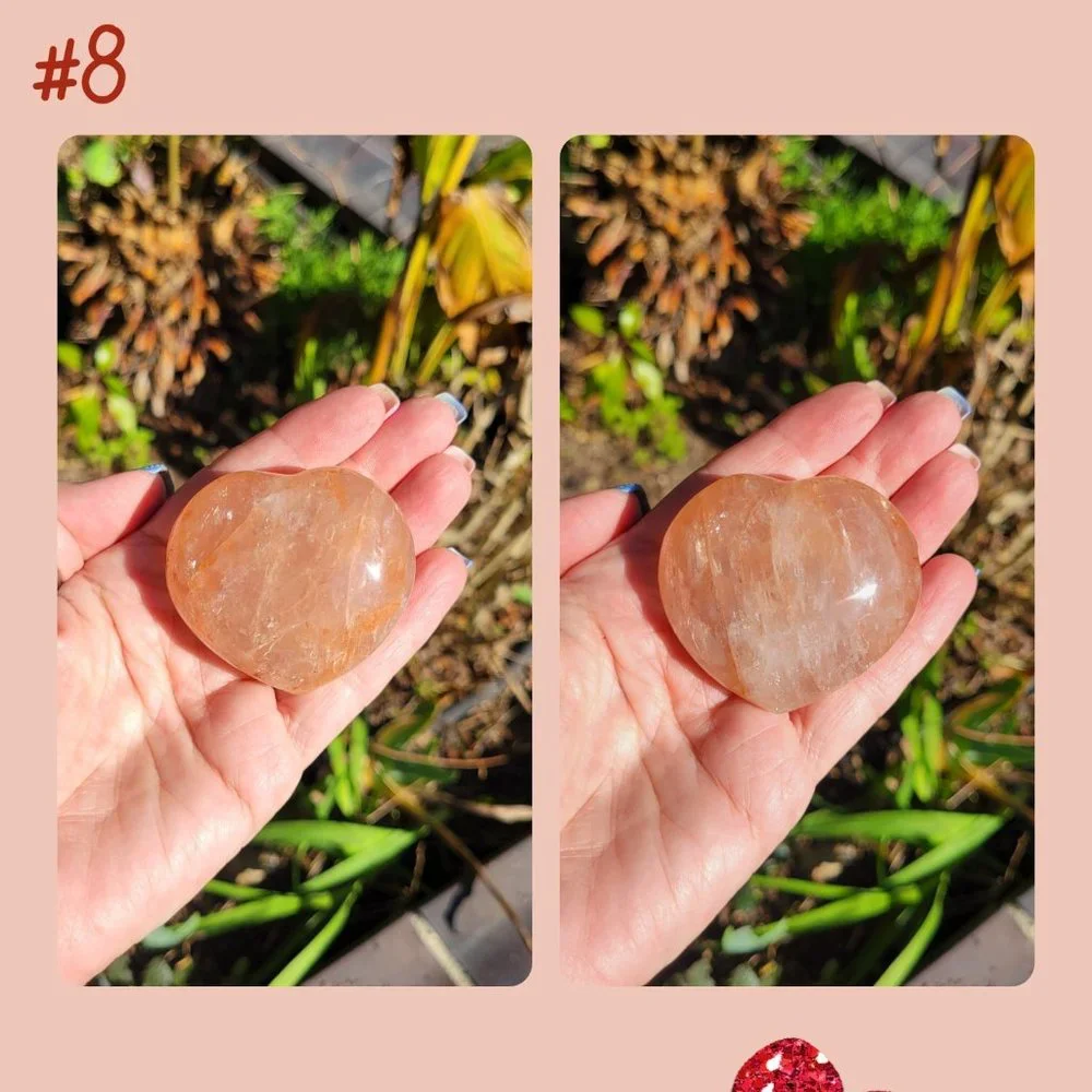 Fire Quartz Red Hematite in Quartz Crystal Hearts